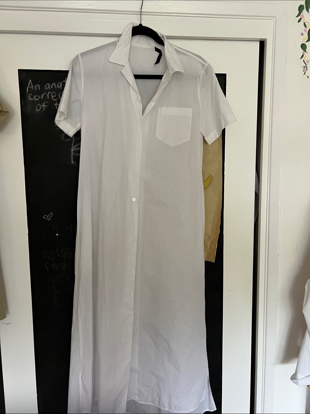 Jenni Kayne White Short-Sleeve Button-Down Shirt Dress